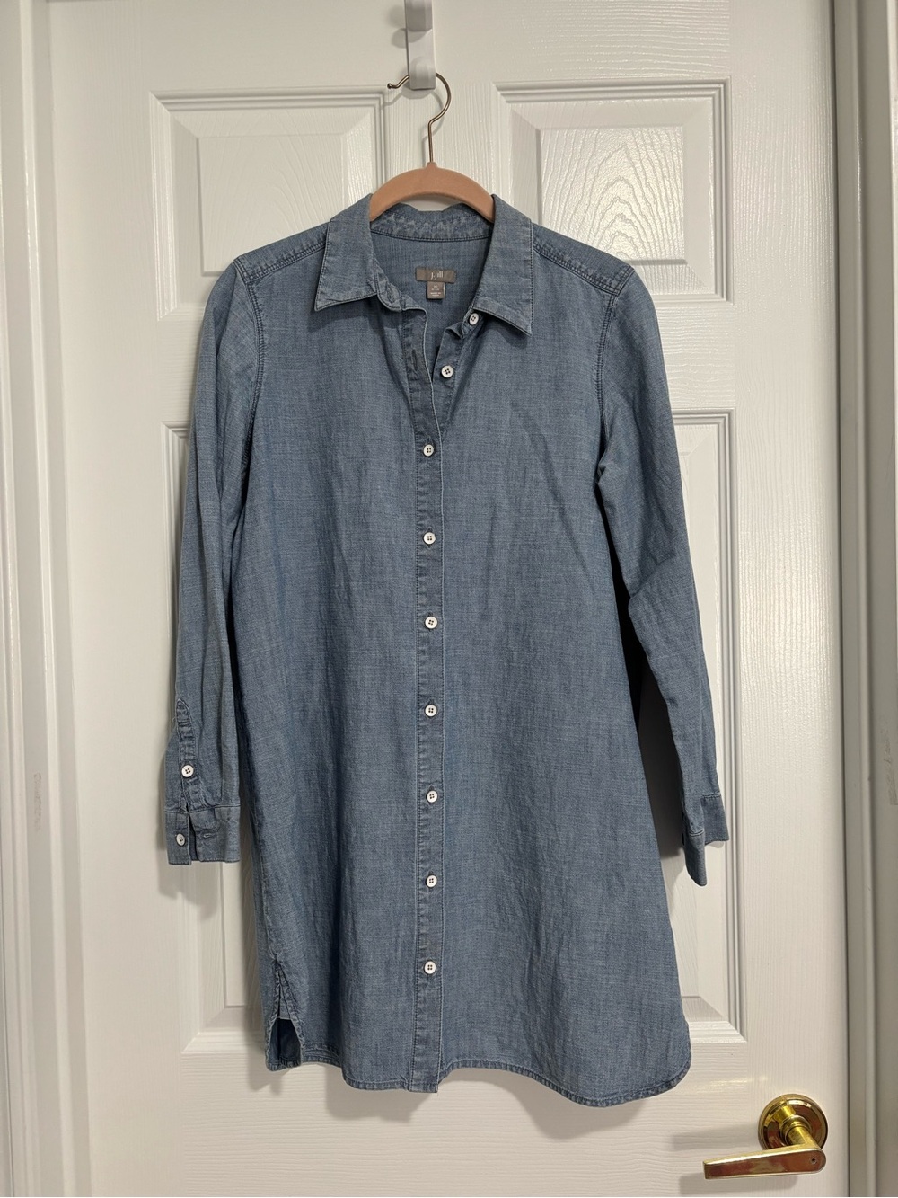 J. Jill Chambray Button-Up Shirt Dress in Light Blue XS